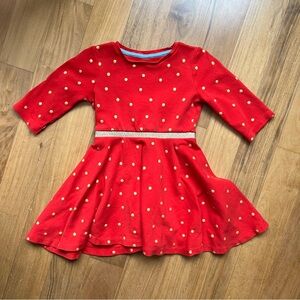 Mini Boden Red and Gold Polka Dot Dress